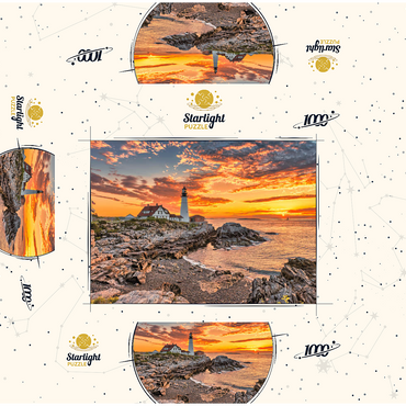 Portland Lighthouse at Sunrise in New England, Maine, USA 1000 Jigsaw Puzzle box 3D Modell