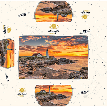 Portland Lighthouse at Sunrise in New England Maine USA 100 Jigsaw Puzzle box 3D Modell
