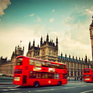 Red double decker bus in front of the Big Ban and Westminster Abbey London England 100 Jigsaw Puzzle 3D Modell