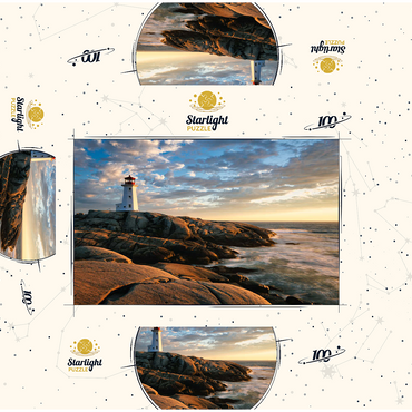 Sunset at Peggys Cove Lighthouse Nova Scotia Canada 100 Jigsaw Puzzle box 3D Modell