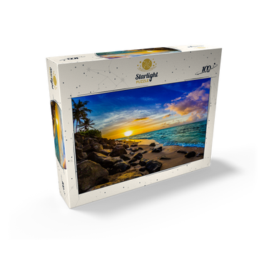 Beautiful Hawaiian sunset on the north coast of Oahu 100 Jigsaw Puzzle box view1