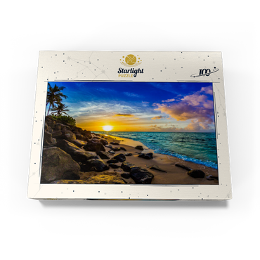 Beautiful Hawaiian sunset on the north coast of Oahu 100 Jigsaw Puzzle box view1