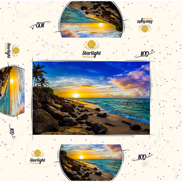 Beautiful Hawaiian sunset on the north coast of Oahu 100 Jigsaw Puzzle box 3D Modell