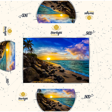 Beautiful Hawaiian sunset on the north coast of Oahu 500 Jigsaw Puzzle box 3D Modell