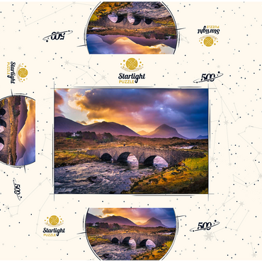 Old vintage brick bridge over the river in Sligachan Isle of Skye Scotland 500 Jigsaw Puzzle box 3D Modell