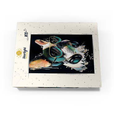 French bulldog with headphones 100 Jigsaw Puzzle box view1