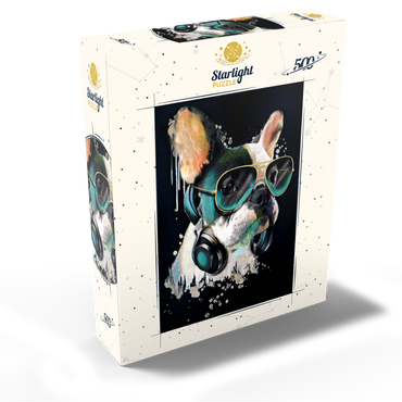 French bulldog with headphones 500 Jigsaw Puzzle box view1