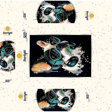 French bulldog with headphones 500 Jigsaw Puzzle box 3D Modell