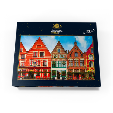 Grote market in the beautiful medieval city of Bruges in the morning Belgium 100 Jigsaw Puzzle box view1