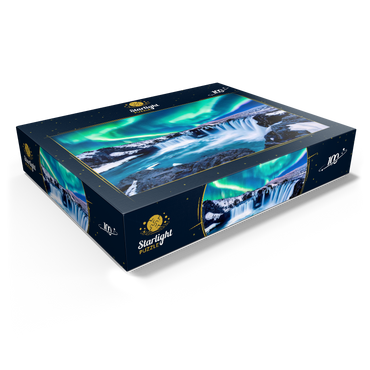 Northern lights over Godafoss waterfall in Iceland 100 Jigsaw Puzzle box view1