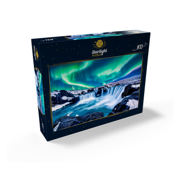 Northern lights over Godafoss waterfall in Iceland 100 Jigsaw Puzzle box view1
