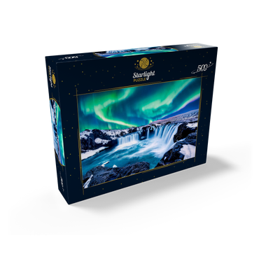 Northern lights over Godafoss waterfall in Iceland 500 Jigsaw Puzzle box view1