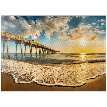 puzzleplate Late afternoon sun over Gulf of Mexico, Venice Fishing Pier, Florida 1000 Jigsaw Puzzle
