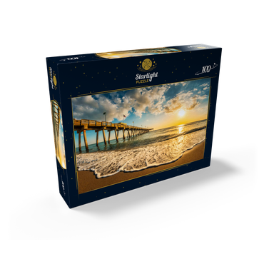 Late afternoon sun over Gulf of Mexico, Venice Fishing Pier, Florida 100 Jigsaw Puzzle box view1