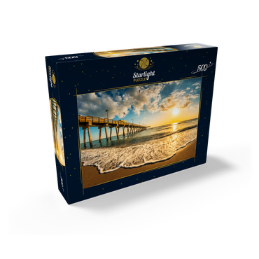 Late afternoon sun over Gulf of Mexico, Venice Fishing Pier, Florida 500 Jigsaw Puzzle box view1