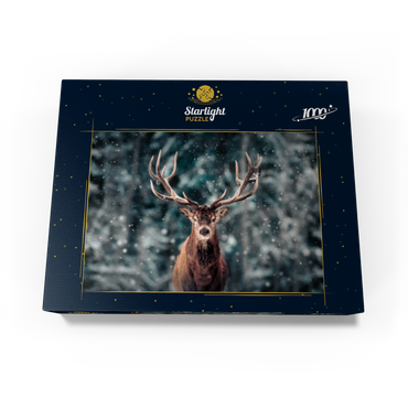Noble deer in winter snow forest 1000 Jigsaw Puzzle box view1