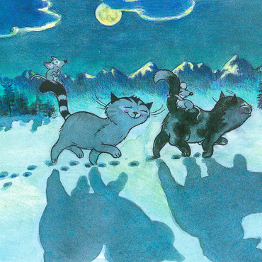 Jacob the cat - At night all cats are gray! 1000 Jigsaw Puzzle 3D Modell