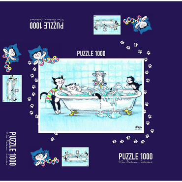 Jacob the cat - bathing is fun! 1000 Jigsaw Puzzle box 3D Modell