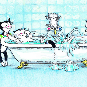 Jacob the cat - bathing is fun! 100 Jigsaw Puzzle 3D Modell