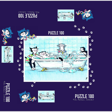 Jacob the cat - bathing is fun! 100 Jigsaw Puzzle box 3D Modell