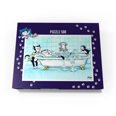Jacob the cat - bathing is fun! 500 Jigsaw Puzzle box view1