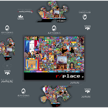 r/place Pixel War 04.2022 - Extreme Size, Part 5/6 for collage 1000 Jigsaw Puzzle box 3D Modell