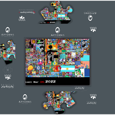 r/place Pixel War 04.2022 - Extreme Size, Part 6/6 for collage 1000 Jigsaw Puzzle box 3D Modell