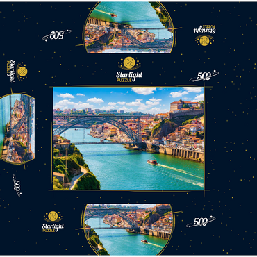 Picturesque colorful view of the old town of Porto, Portugal 500 Jigsaw Puzzle box 3D Modell