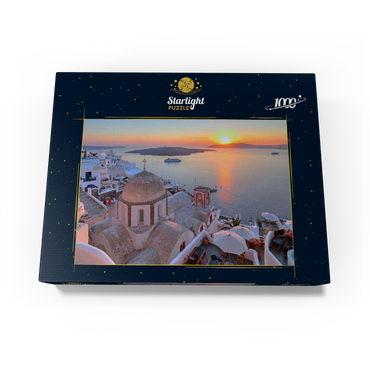 St. John's Church over the Caldera in the sunset, Fira, Santorini Island, Cyclades, Greece 1000 Jigsaw Puzzle box view1