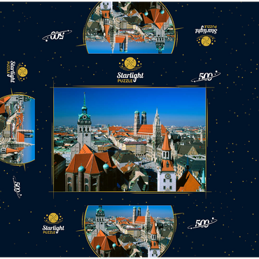 View of Marienplatz with Old Peter, Church of Our Lady and City Hall, Munich, Bavaria, Germany 500 Jigsaw Puzzle box 3D Modell