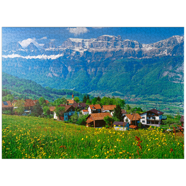 puzzleplate Kleinberg near Flums against Churfirsten, Canton St. Gallen, Switzerland 1000 Jigsaw Puzzle