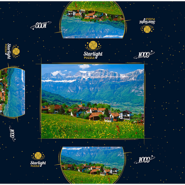 Kleinberg near Flums against Churfirsten, Canton St. Gallen, Switzerland 1000 Jigsaw Puzzle box 3D Modell