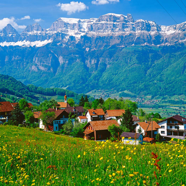 Kleinberg near Flums against Churfirsten, Canton St. Gallen, Switzerland 100 Jigsaw Puzzle 3D Modell