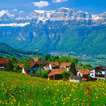Kleinberg near Flums against Churfirsten, Canton St. Gallen, Switzerland 500 Jigsaw Puzzle 3D Modell