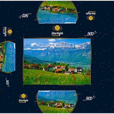 Kleinberg near Flums against Churfirsten, Canton St. Gallen, Switzerland 500 Jigsaw Puzzle box 3D Modell