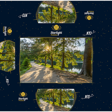 Lake Fichtel with the natural forest reserve Fichtelseemoor, high moor in the municipal area Fichtelberg 100 Jigsaw Puzzle box 3D Modell