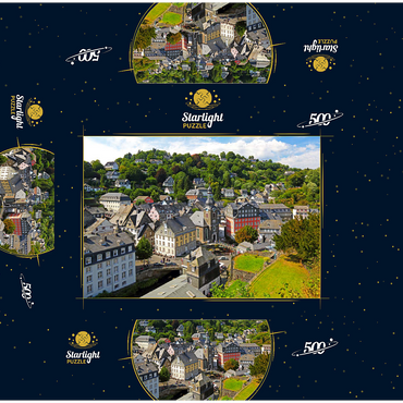 Old town with Protestant town church, Monschau 500 Jigsaw Puzzle box 3D Modell