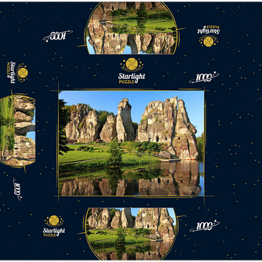 Externsteine in the morning light near Horn-Bad Meinberg, North Rhine-Westphalia, Germany 1000 Jigsaw Puzzle box 3D Modell