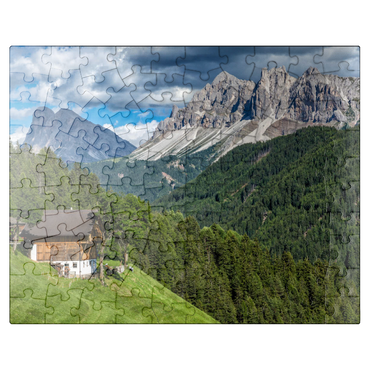 puzzleplate Farmhouse near Afers against Peitlerkofel (2675m), Aferer Geisler, Brixen, Dolomites, Trentino-South Tyrol 100 Jigsaw Puzzle