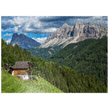puzzleplate Farmhouse near Afers against Peitlerkofel (2675m), Aferer Geisler, Brixen, Dolomites, Trentino-South Tyrol 500 Jigsaw Puzzle