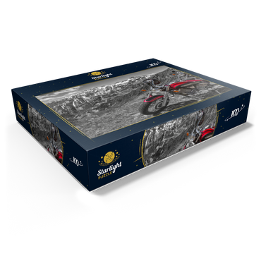 View to Grimsel pass road (2165m) with motorcycles, Obergoms, canton Valais, Switzerland 100 Jigsaw Puzzle box view1