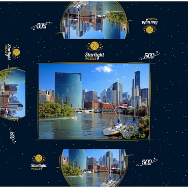 Chicago skyline, Illinois, USA 500 Jigsaw Puzzle box 3D Modell