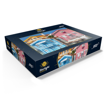 Colorful wooden houses in the seaside and fishing village Costa Nova on the Atlantic coast 1000 Jigsaw Puzzle box view1