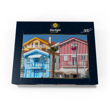 Colorful wooden houses in the seaside and fishing village Costa Nova on the Atlantic coast 500 Jigsaw Puzzle box view1