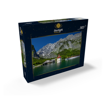 View over the lake to St. Bartholomä against the Watzmann (2713m) 500 Jigsaw Puzzle box view1