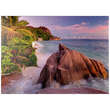 puzzleplate Granite rocks on the beach Anse Source d' Argent, La Digue Island, Seychelles 1000 Jigsaw Puzzle