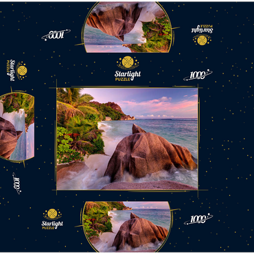 Granite rocks on the beach Anse Source d' Argent, La Digue Island, Seychelles 1000 Jigsaw Puzzle box 3D Modell