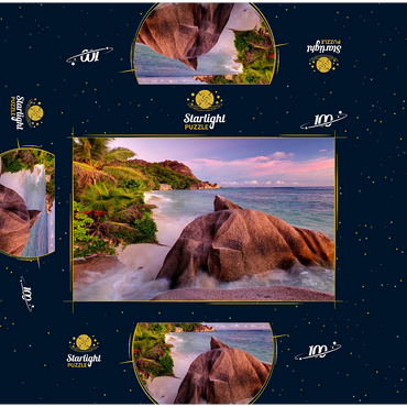 Granite rocks on the beach Anse Source d' Argent, La Digue Island, Seychelles 100 Jigsaw Puzzle box 3D Modell