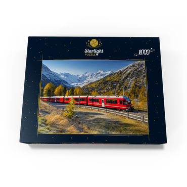 Rhaetian Railway at Bernina Pass with view to Val Morteratsch valley 1000 Jigsaw Puzzle box view1