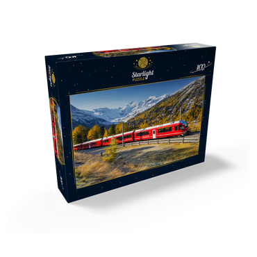 Rhaetian Railway at Bernina Pass with view to Val Morteratsch valley 100 Jigsaw Puzzle box view1